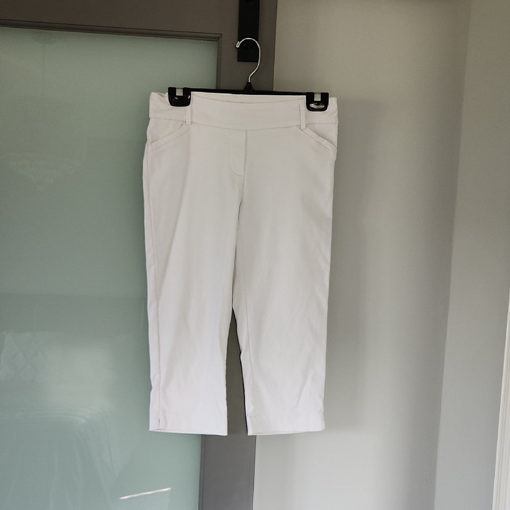 Reitmans Size 6 Petites White Stretch Capris